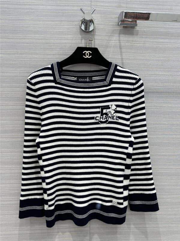 chanel classic single product striped knitted top