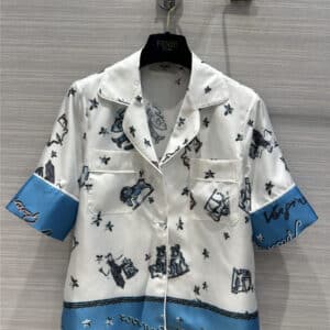 fendi pajama style silk print shirt