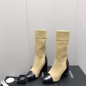 chanel autumn winter small fragrance chunky heel socks boots