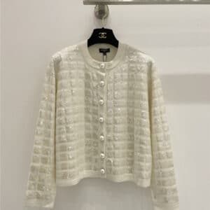 chanel crystal sequin yarn cashmere small cardigan