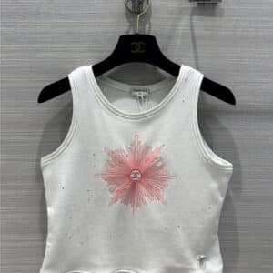 Chanel embroidered logo cotton vest