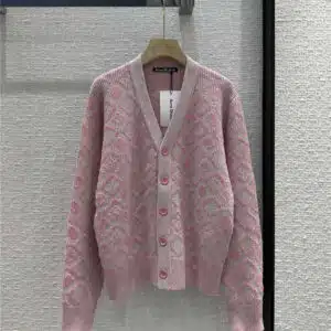 acne studios Face Smile Check V-neck wool knit cardigan
