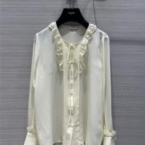 celine vintage French elegant silk white shirt