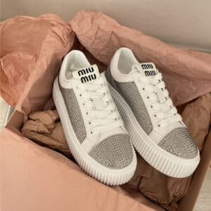miumiu diamond biscuit white shoes
