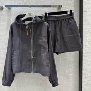 loewe Hooded Short Jacket + Casual Shorts Set