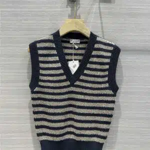 Brunello Cucinelli sequined linen yarn V-neck vest