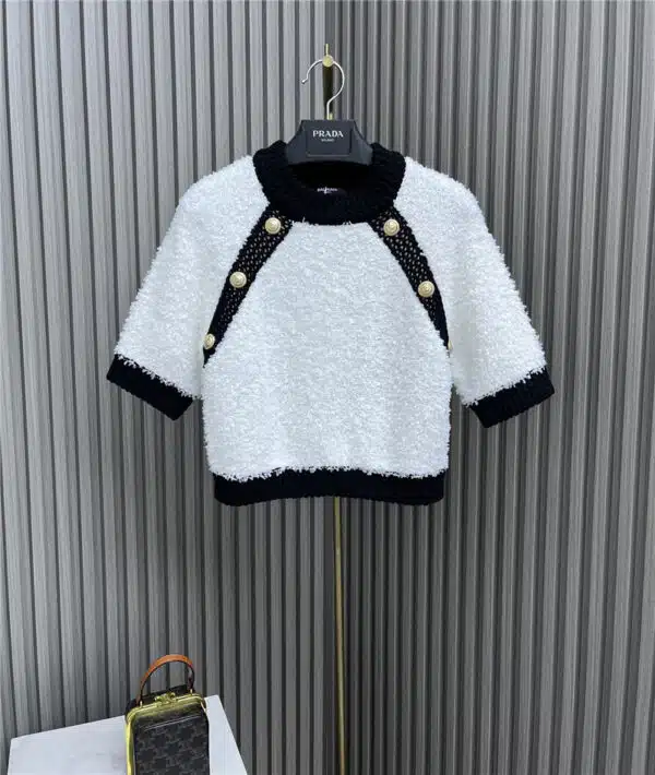 Balmain Contrast Fringed Knit Sweater