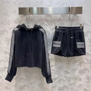 fendi hooded jacquard sweater + high waist sports shorts