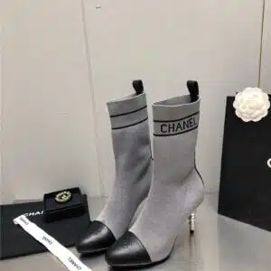 Chanel diamond double C buckle stiletto boots