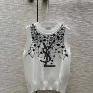 YSL embroidered stars knitted vest