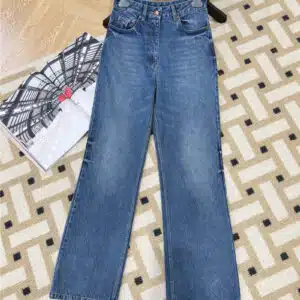 prada washed blue triangle jeans