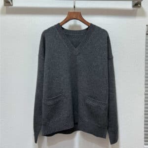 prada lazy V-neck pocket cashmere sweater sweater
