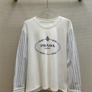 prada sleeve striped cotton paneled pullover sweatshirt