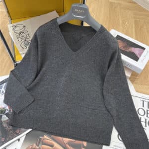 prada advanced gray V-neck sweater