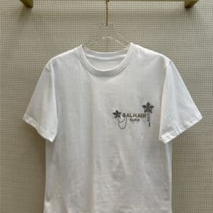 Balmain lettering logo embroidered short-sleeved T-shirt