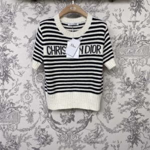 Dior early autumn new striped knitted short sleeves