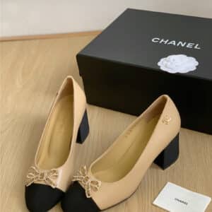 Chanel double C butterfly diamond buckle shoes