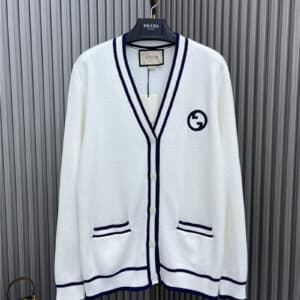 gucci color contrast V-neck knitted cardigan