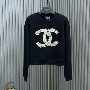 chanel heavy industry camellia round neck sweater