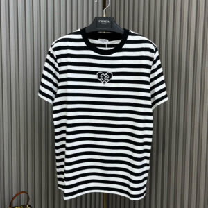 Chanel embroidery pattern striped T-shirt