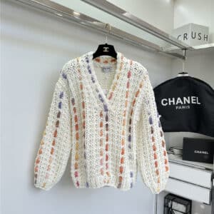 Chanel heavy industry woven v-neck sweater