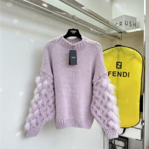 fendi fox fur paneled sweater