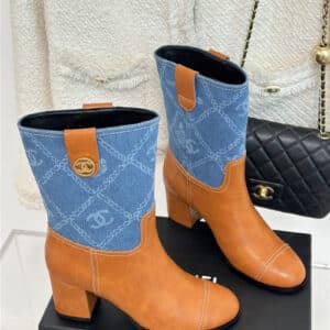 Chanel new chunky heel cowboy boots