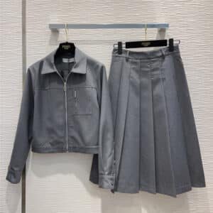 fendi lapel jacket + pleated skirt suit