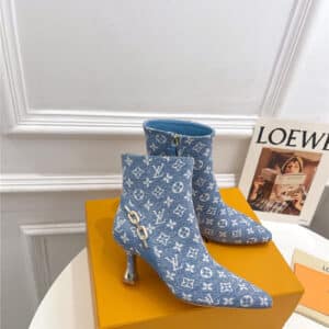 louis vuitton LV small square toe metal heel boots