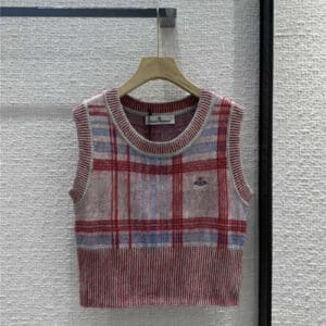 Vivienne Westwood Saturn embroidered plaid knitted vest