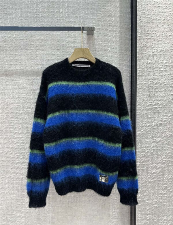 alexander wang colorblock striped brushed mohair sweater
