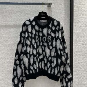 dior leopard print long sleeve sweater