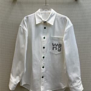alexander wang logo letter denim white shirt