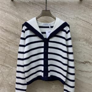 dior age-reducing navy style striped knitted cardigan