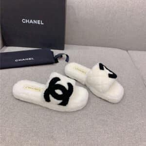 chanel new thick sole fur slippers