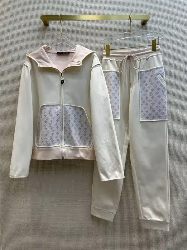 louis vuitton LV Monogram pattern embellished sweatshirt set