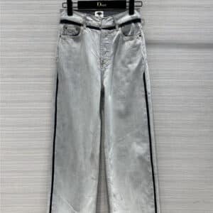 dior retro highlight dyed white washed straight jeans