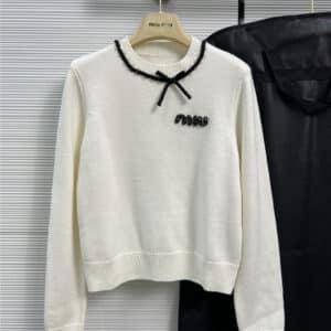 miumiu short knitted long-sleeved top