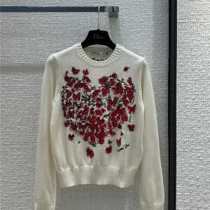 dior colorful world embroidered cashmere sweater