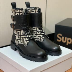 Balmain catwalk style motorcycle leather buckle boots