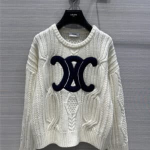 celine navy logo cashmere sweater