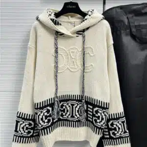 Celine Arc de Triomphe hand-crocheted hooded sweater