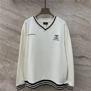 chanel three stripes letter embroidered long sleeve sweatshirt