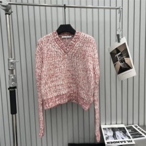 acne studios contrast wool blend off-shoulder knit sweater