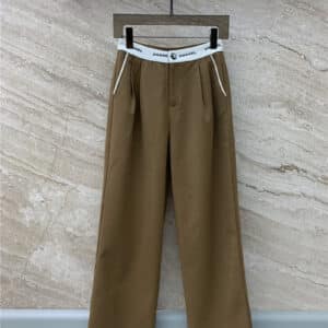 chanel contrast letter waistband casual pants