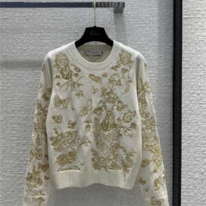 dior colorful world embroidered sweater