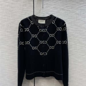 gucci GG letter cardigan sweater