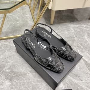 chanel thick heel side hollow sandals