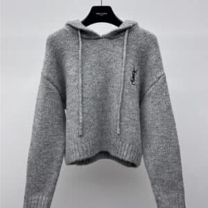 YSL embroidered lettering hooded sweater