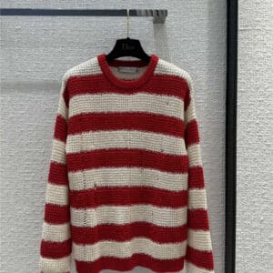 dior red and white striped lightweight sweater